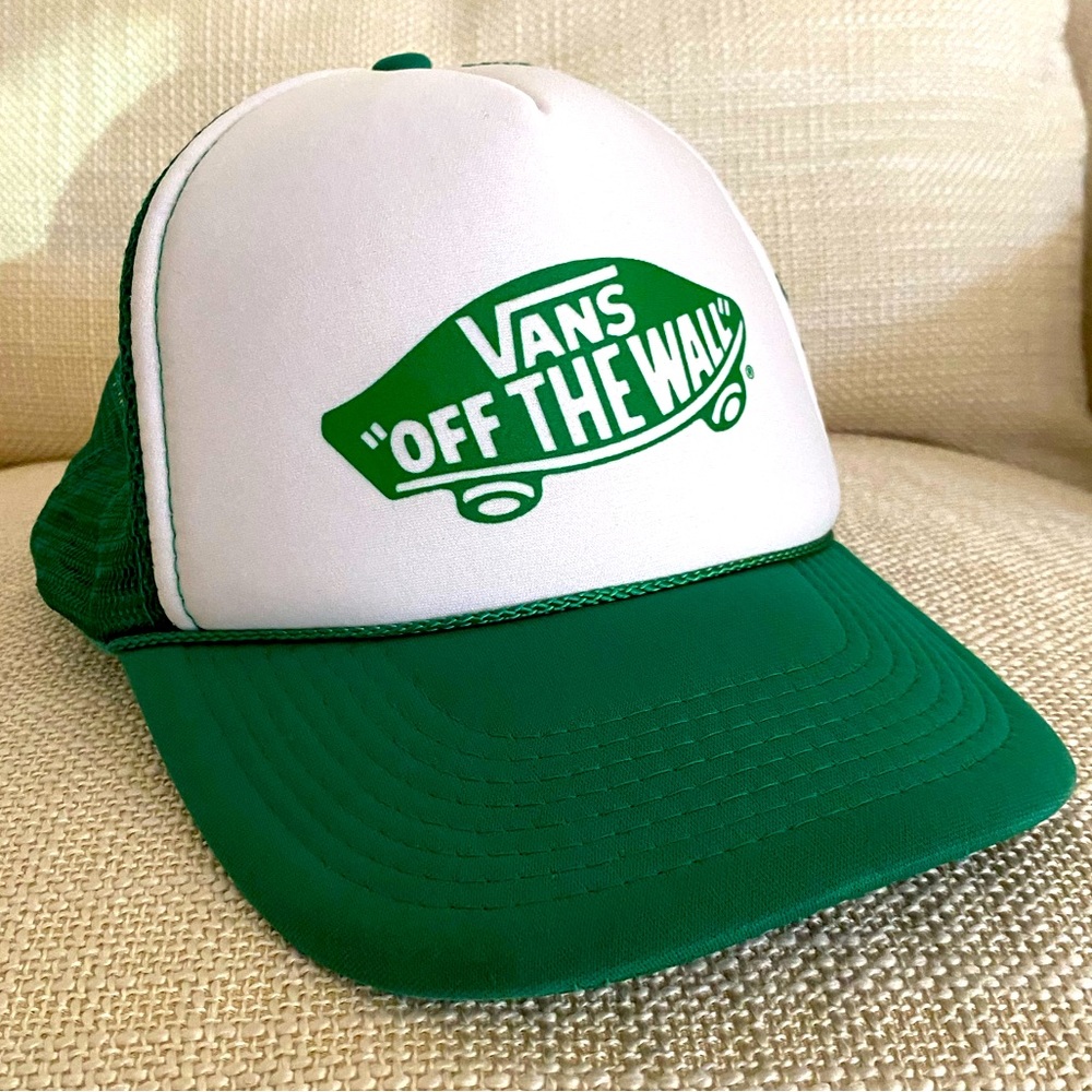 Vans Off The Wall Vintage Green White Trucker Hat / Made by Otto/ Vintage